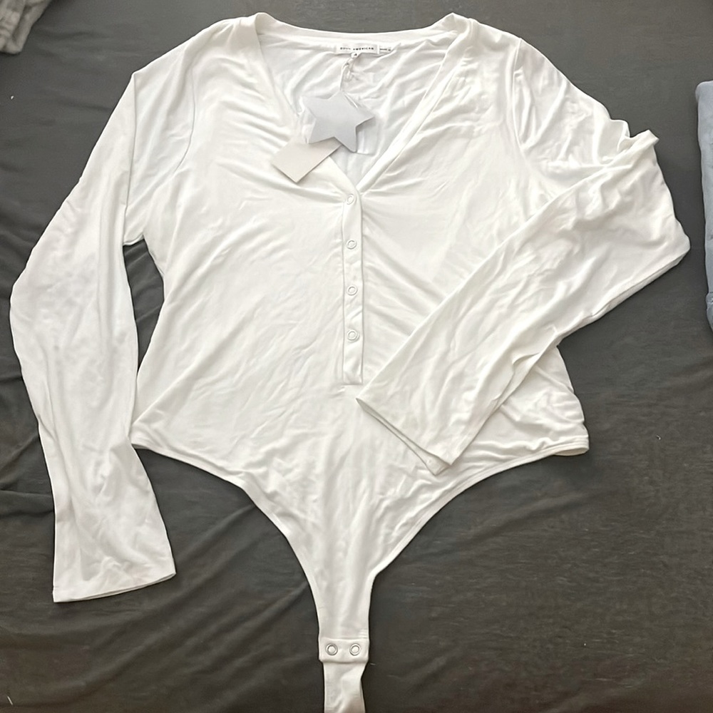 NWT Good American White long sleeve bodysuit
